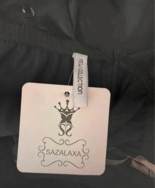 Vestido largo liso saten negro tirantes elegante S