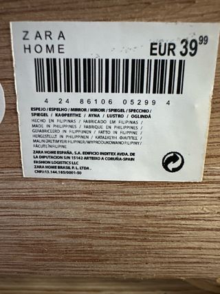 Espejo Marco Rústico Zara Home