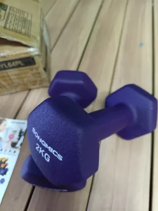 SONGMICS Juego 2 Mancuernas 2KG Morado Mate