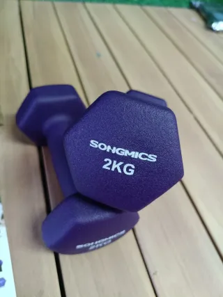 SONGMICS Juego 2 Mancuernas 2KG Morado Mate