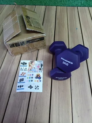 SONGMICS Juego 2 Mancuernas 2KG Morado Mate
