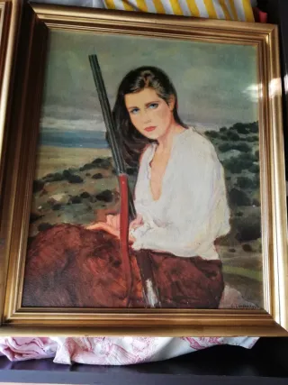 2 cuadros antiguos acuarela