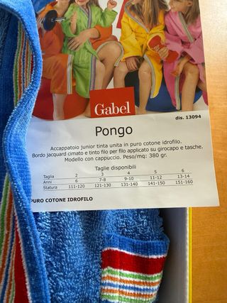 Accappatoio Gabel Pongo puro cotone tg. 6 anni