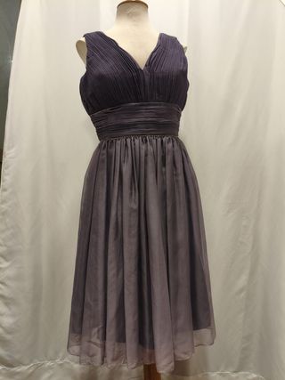 Vestido largo plisado malva/berenjena