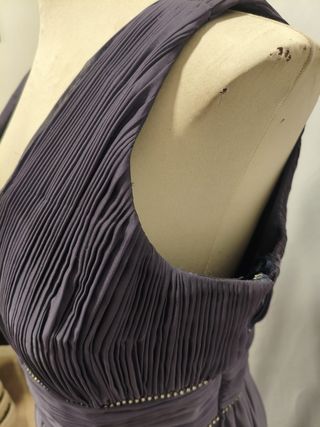 Vestido largo plisado malva/berenjena