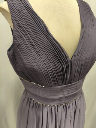 Vestido largo plisado malva/berenjena