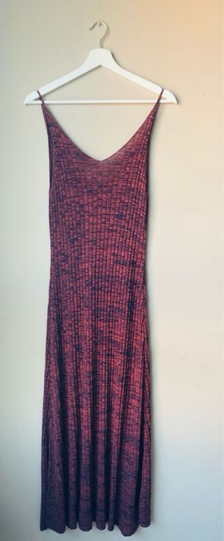 Vestido largo punto Mango rojo