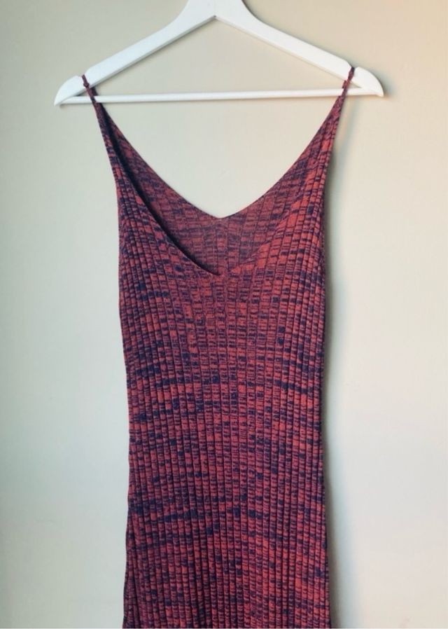 Vestido largo punto Mango rojo