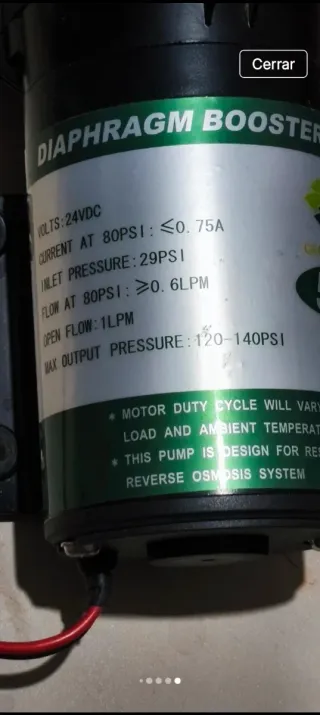 Bomba de agua para osmosis 24VDC