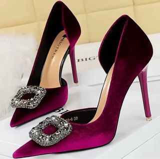 Zapatos Terciopelo Morado Talla 36