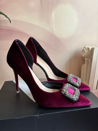 Zapatos Terciopelo Morado Talla 36