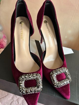 Zapatos Terciopelo Morado Talla 36