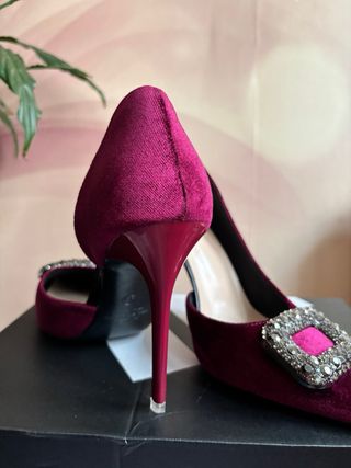 Zapatos Terciopelo Morado Talla 36