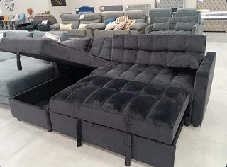 Sofá Cama Negro con Chaiselongue Reversible+ Envio