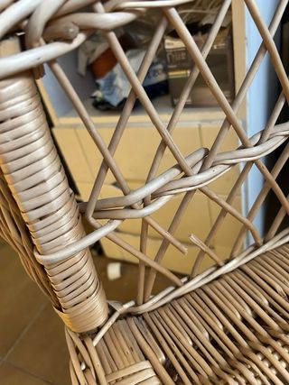 Sofá de Mimbre Beige y Marrón