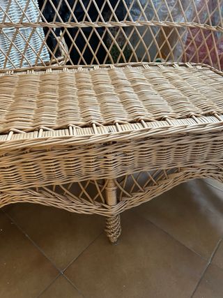 Sofá de Mimbre Beige y Marrón