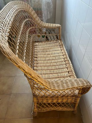 Sofá de Mimbre Beige y Marrón