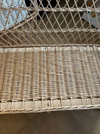 Sofá de Mimbre Beige y Marrón