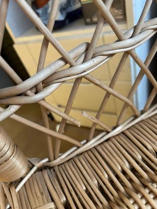 Sofá de Mimbre Beige y Marrón