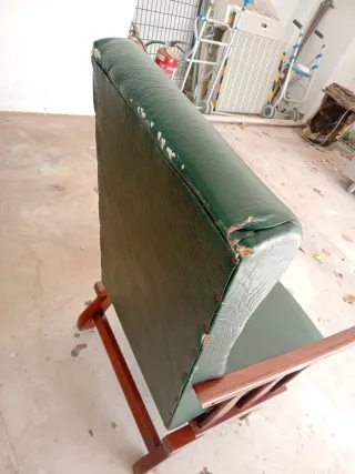 4 Sillones mecedora madera y polipiel