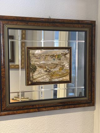 Cuadro Espejo Decorativo Madera y Metal