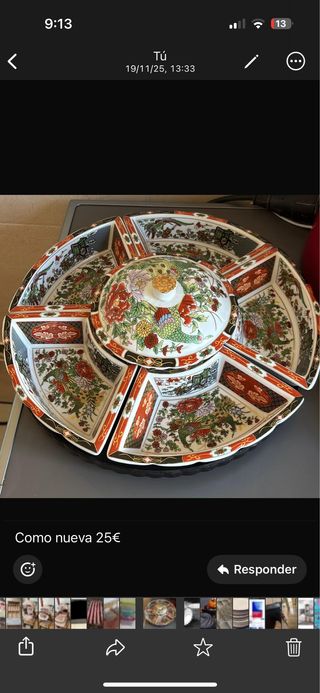 Centro de mesa porcelana decorado