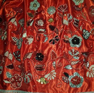 Traje Cartagenera plata y Rojo