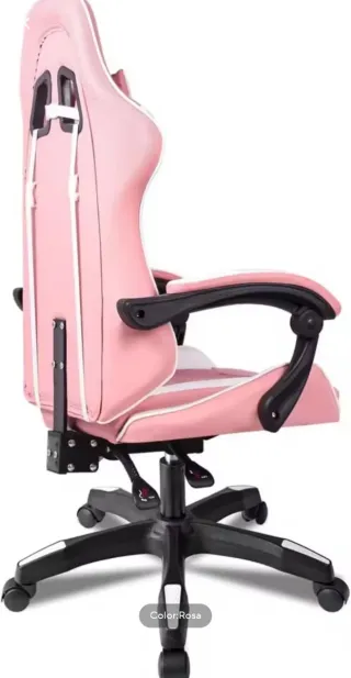 Silla Gaming Rosa Reclinable Cojín Lumbar
