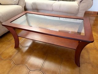 Tavolino da divano in legno e vetro