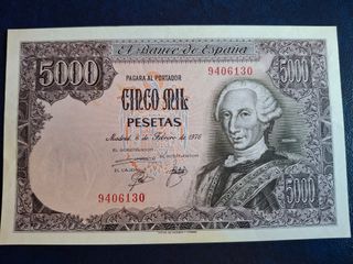Billete 5000 Pesetas SUN SERIE Banco España 1976