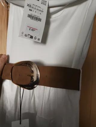 Vestido Zara Blanco Midi Talla XS