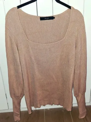 Jersey VERO MODA beige manga abullonada.