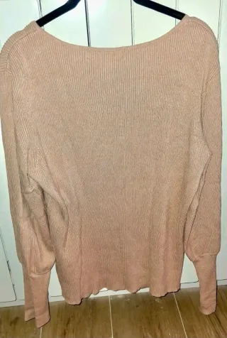 Jersey VERO MODA beige manga abullonada.
