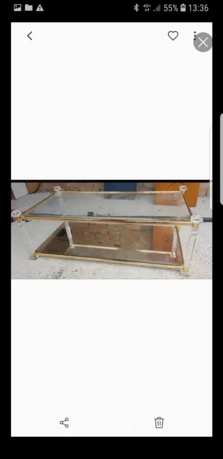 Tavolo da centro in vetro e metallo dorato