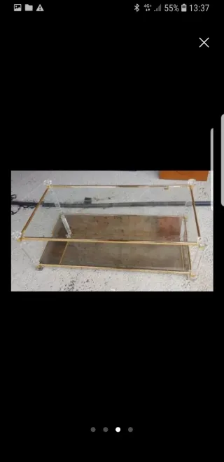 Tavolo da centro in vetro e metallo dorato