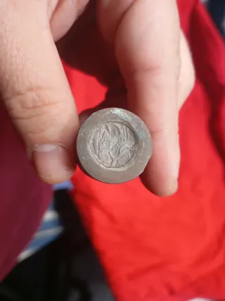 Pareja cuños Troqueles en bronce obolo Griego.