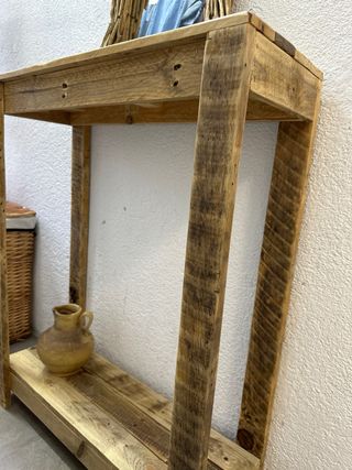 Mueble recibidor de madera  rustico hecho a mano