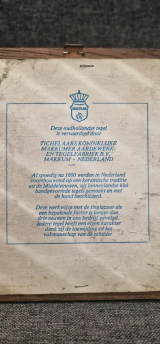 Azulejo Cerámico Holandés Pintado a Mano