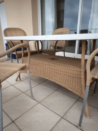Mesa y 6 Sillas Terraza Mimbre