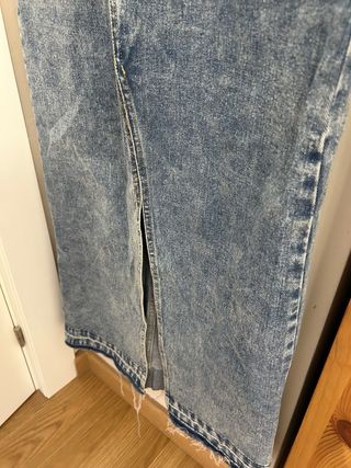 Falda vaquera larga efecto lavado | Talla S