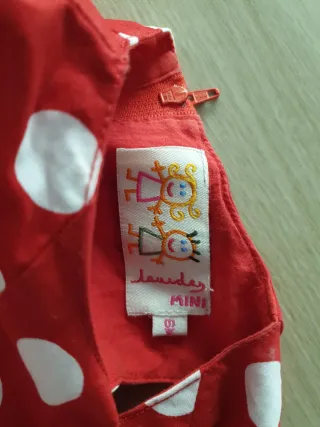 Vestido niña rojo lunares blancos