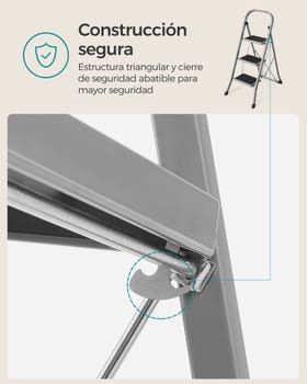 SONGMICS Escalera de Tijera 3 Peldaños
