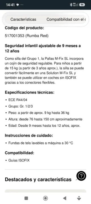 Silla coche Cybex rosa Grupo 1/2/3