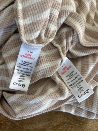 Conjunto pijama rayas beige y blanco S/M