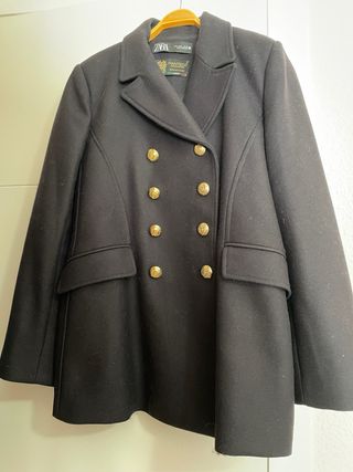 Abrigo Zara Manteco Azul Marino