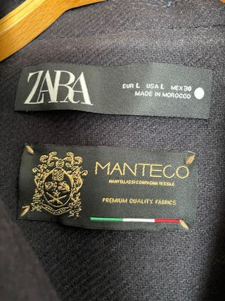 Abrigo Zara Manteco Azul Marino