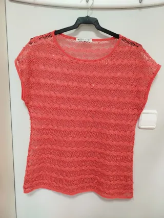 Camiseta coral calada manga corta talla L