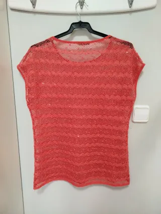 Camiseta coral calada manga corta talla L