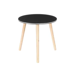 Mesita auxiliar redonda blanca y negra con luz led