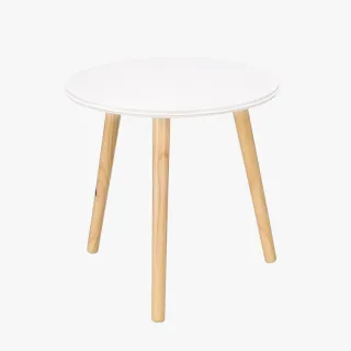 Mesita auxiliar redonda blanca y negra con luz led